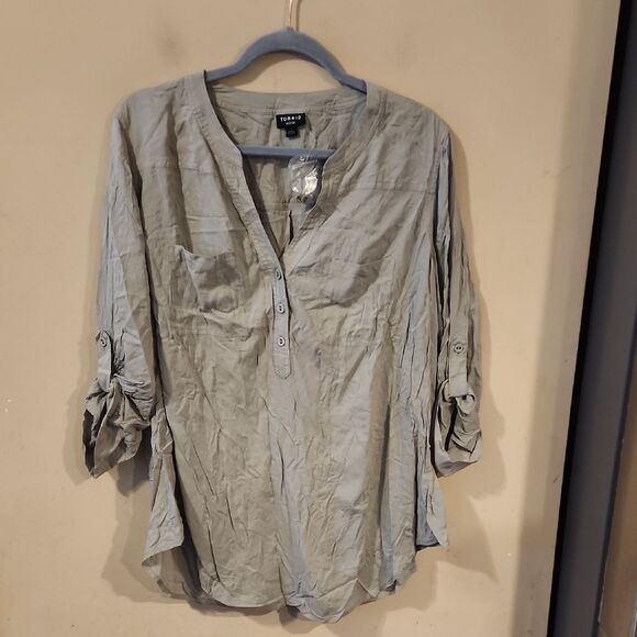 H&M Tan Relaxed Tunic with Mandarin Collar - Picture 1 of 6